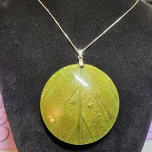 Vintage Coconut Leaf Sterling Silver Disc Pendant